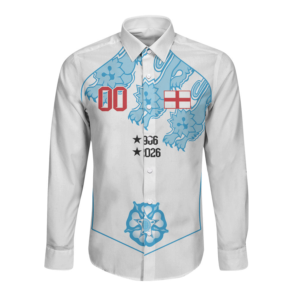 England World Champions 2026 Custom Long Sleeve Button Shirt Three Lions Second Star Retro Style