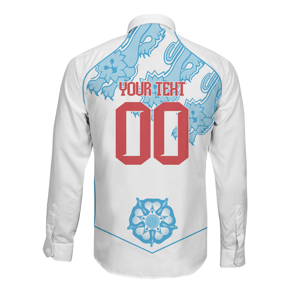 England World Champions 2026 Custom Long Sleeve Button Shirt Three Lions Second Star Retro Style