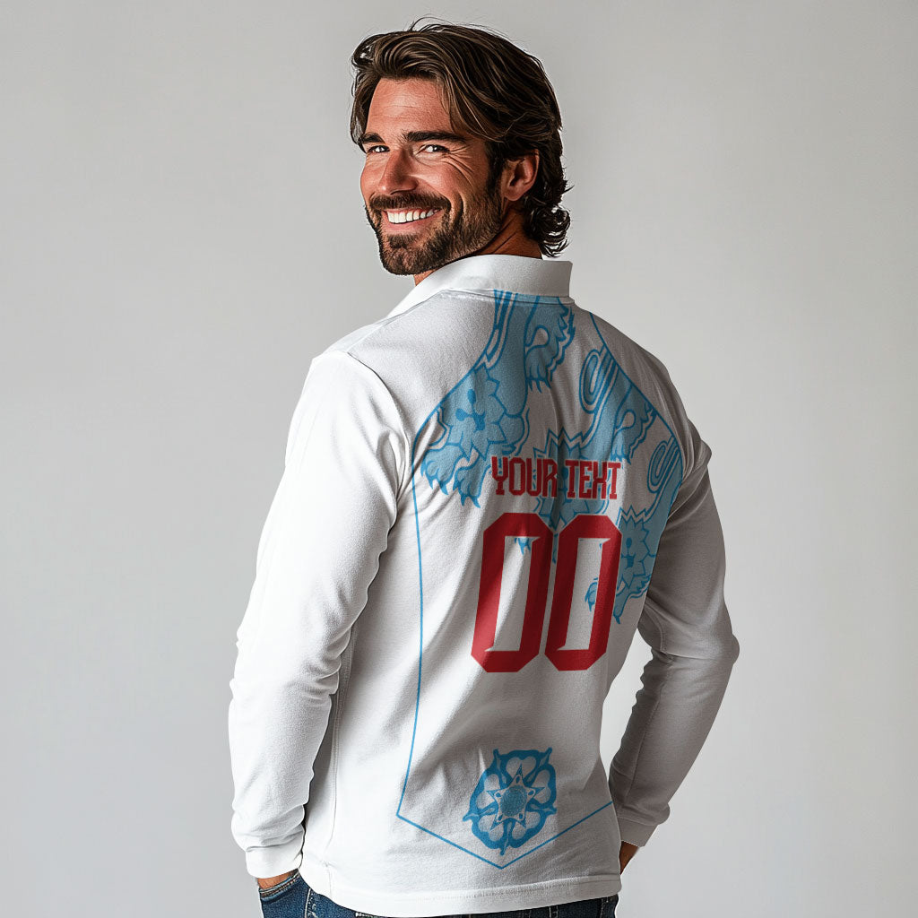 England World Champions 2026 Custom Long Sleeve Polo Shirt Three Lions Second Star Retro Style