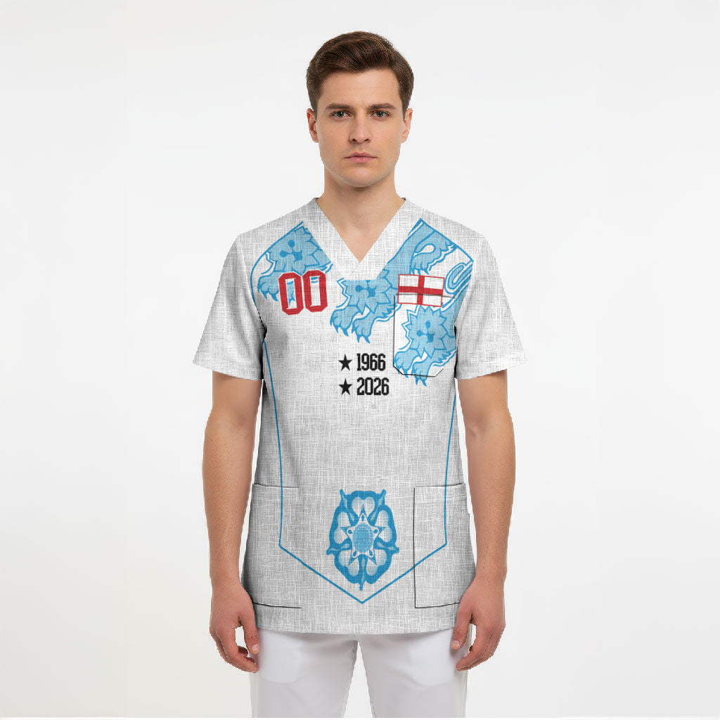 England World Champions 2026 Custom Scrub Top Three Lions Second Star Retro Style