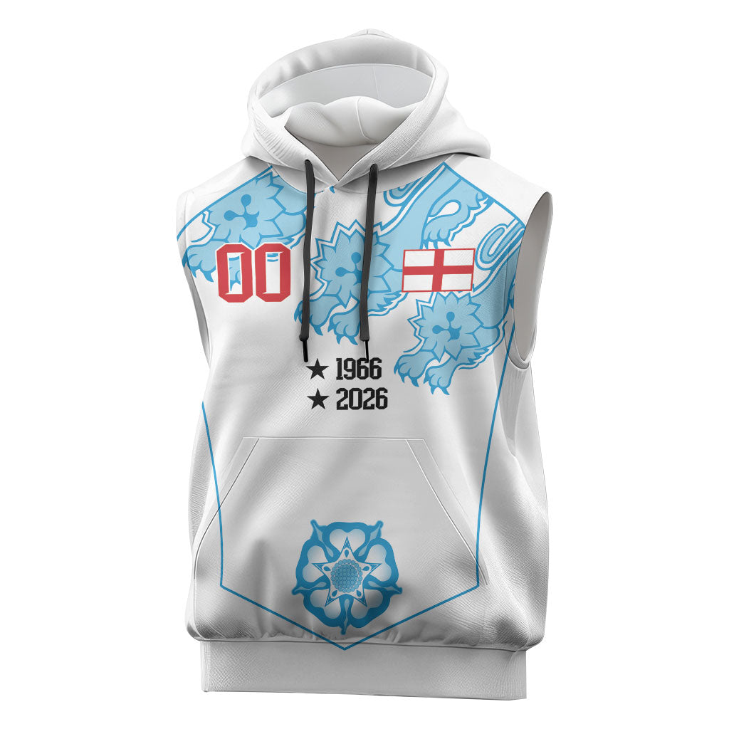 England World Champions 2026 Custom Sleeveless Hoodie Three Lions Second Star Retro Style