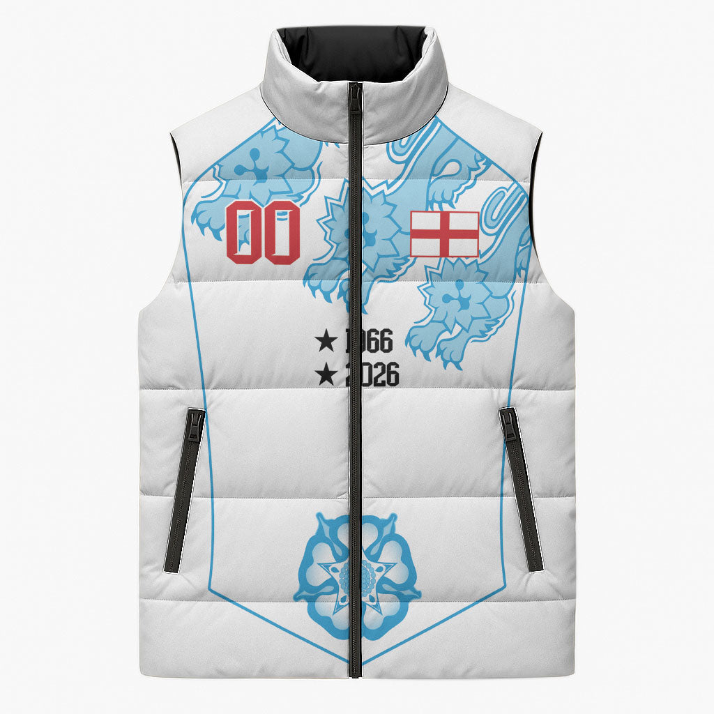 England World Champions 2026 Custom Sleeveless Puffer Jacket Three Lions Second Star Retro Style
