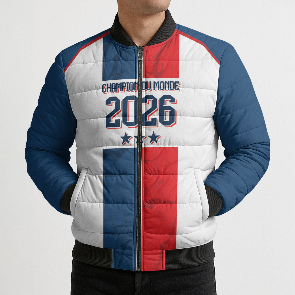 France Champion du Monde 2026 Custom Bomber Puffer Jacket Allez les Bleus