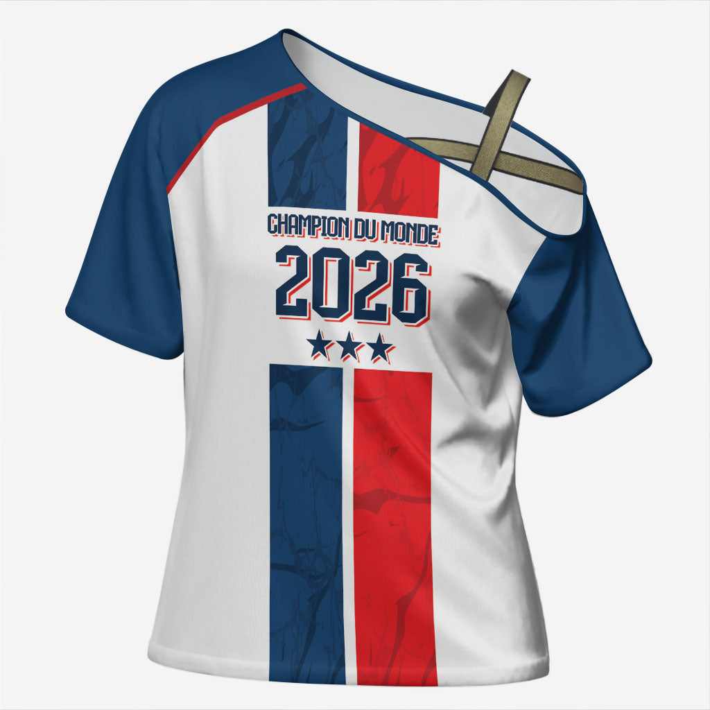 France Champion du Monde 2026 Custom Cross Shoulder Shirt Allez les Bleus