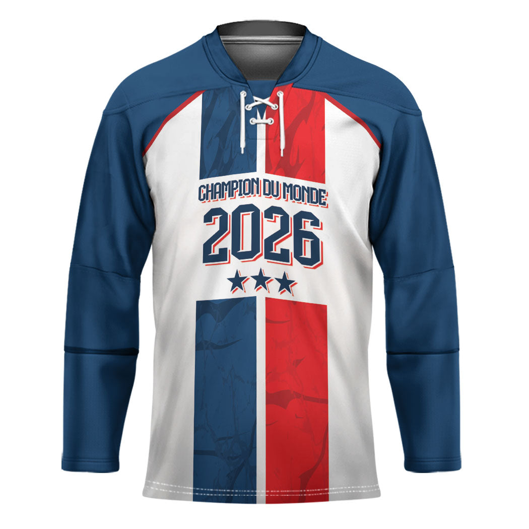 France Champion du Monde 2026 Custom Hockey Jersey Allez les Bleus