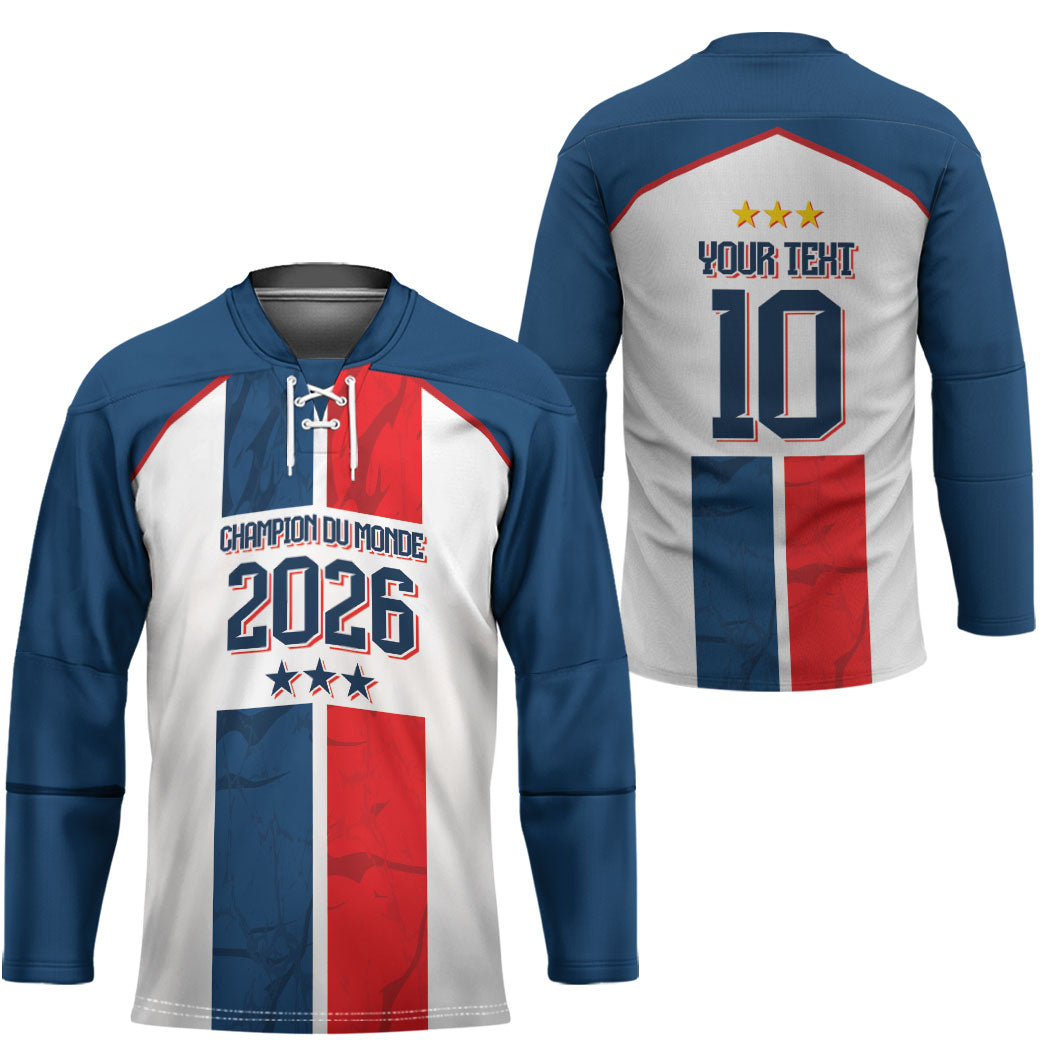 France Champion du Monde 2026 Custom Hockey Jersey Allez les Bleus