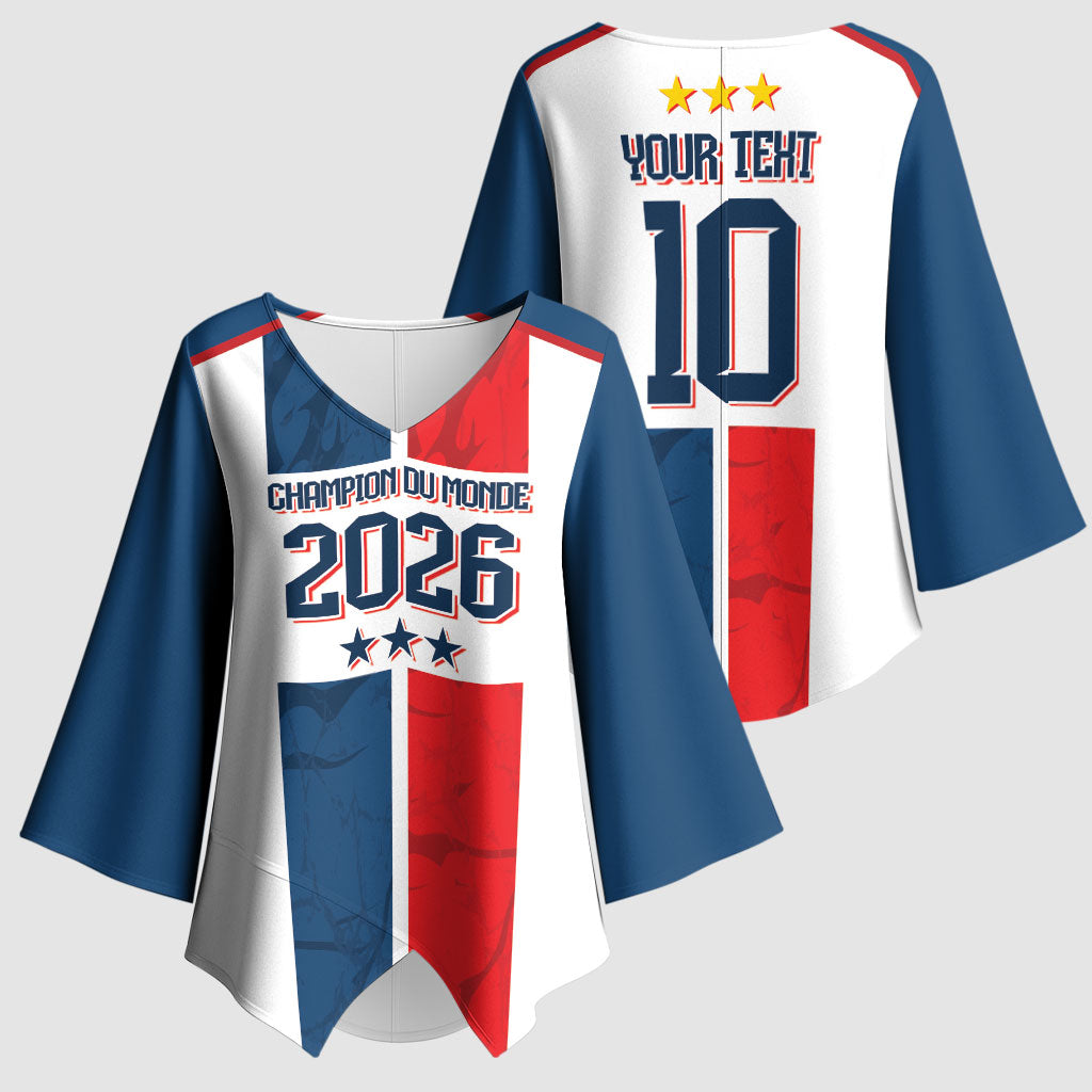 France Champion du Monde 2026 Custom Kimono Sleeve Blouse Allez les Bleus