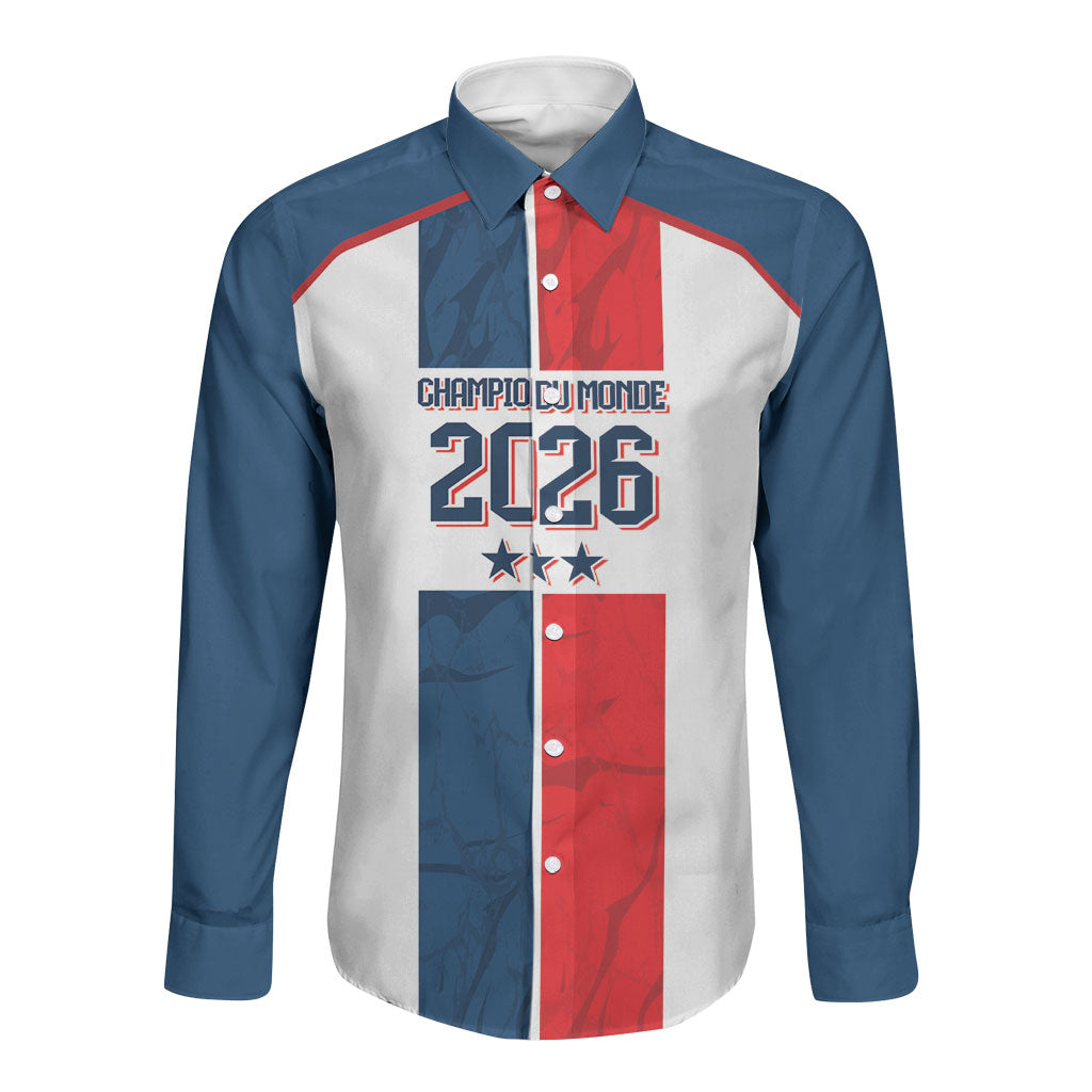 France Champion du Monde 2026 Custom Long Sleeve Button Shirt Allez les Bleus