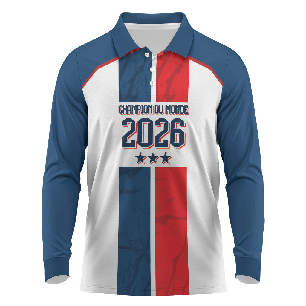 France Champion du Monde 2026 Custom Long Sleeve Polo Shirt Allez les Bleus