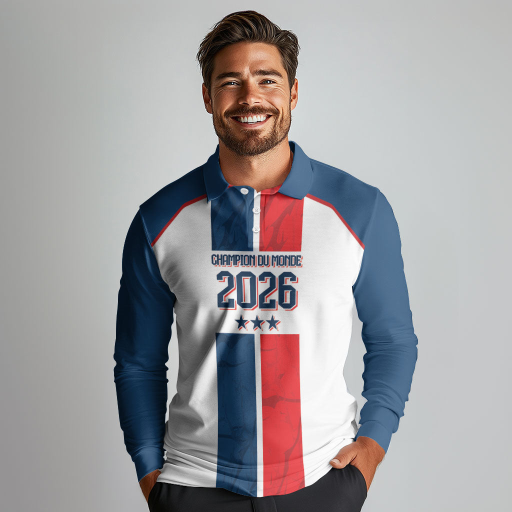 France Champion du Monde 2026 Custom Long Sleeve Polo Shirt Allez les Bleus