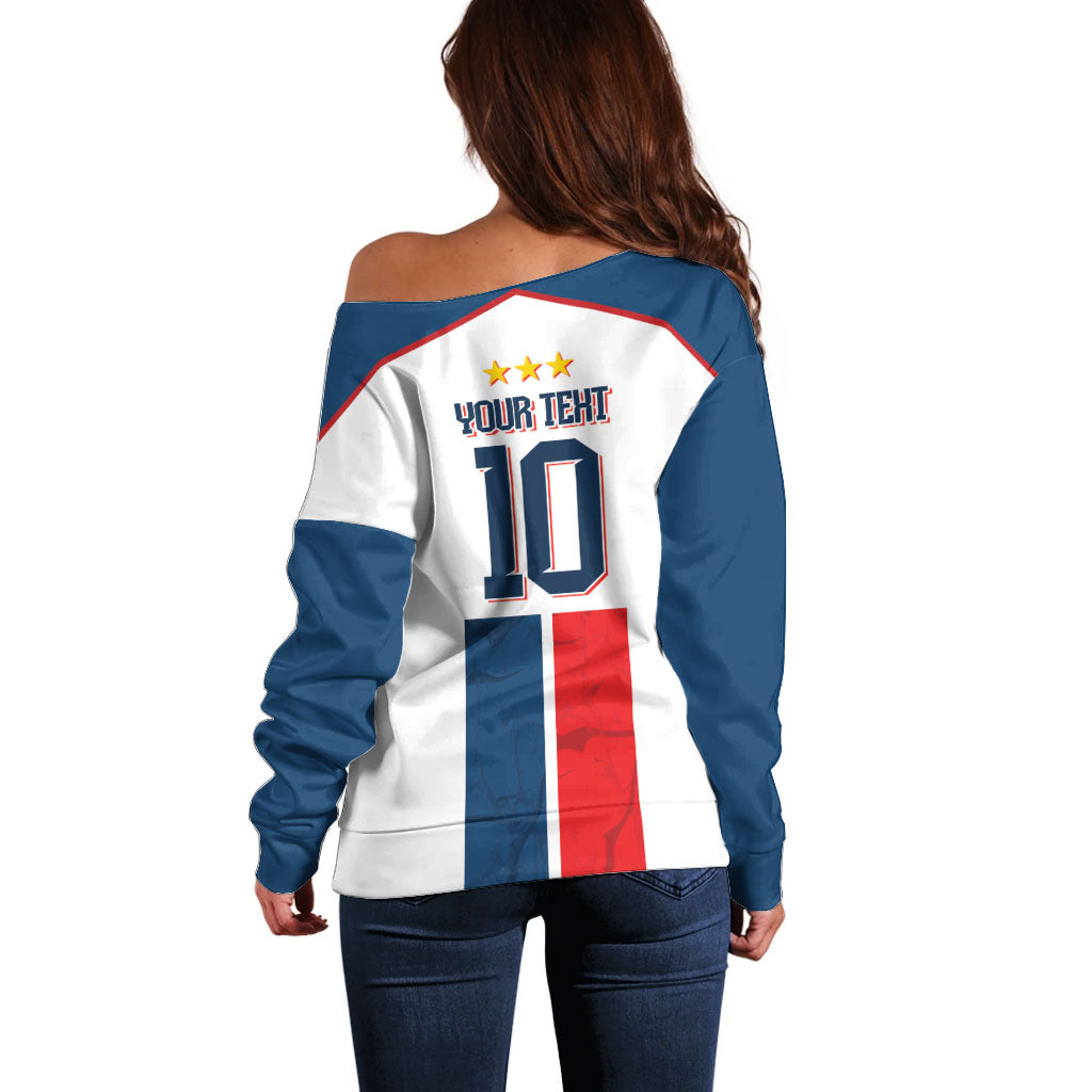 France Champion du Monde 2026 Custom Off Shoulder Sweater Allez les Bleus