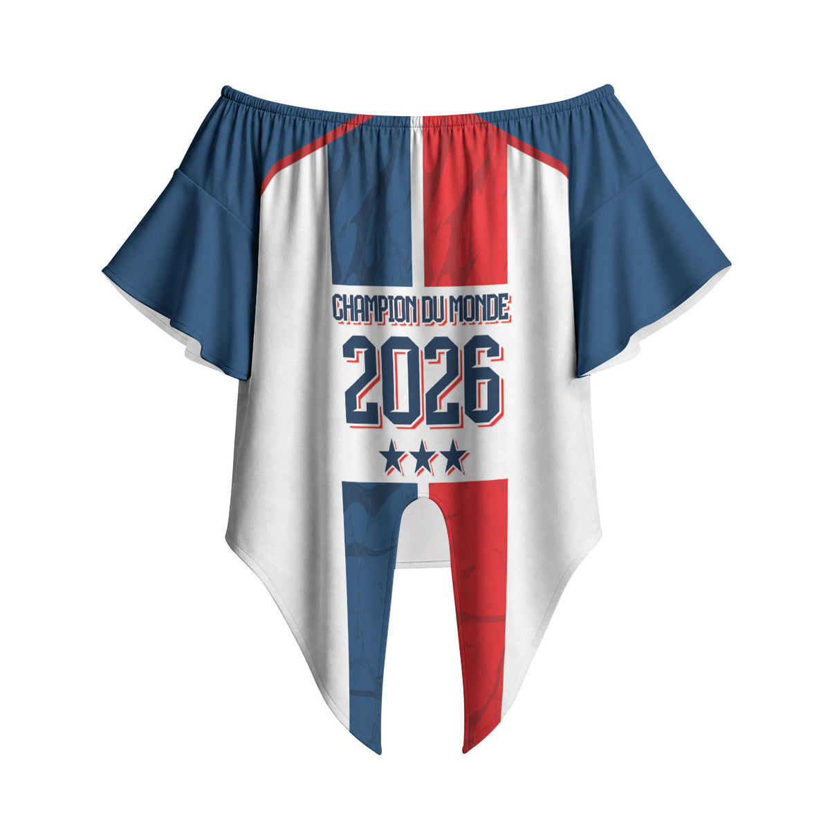 France Champion du Monde 2026 Custom Off Shoulder Wrap Waist Top Allez les Bleus