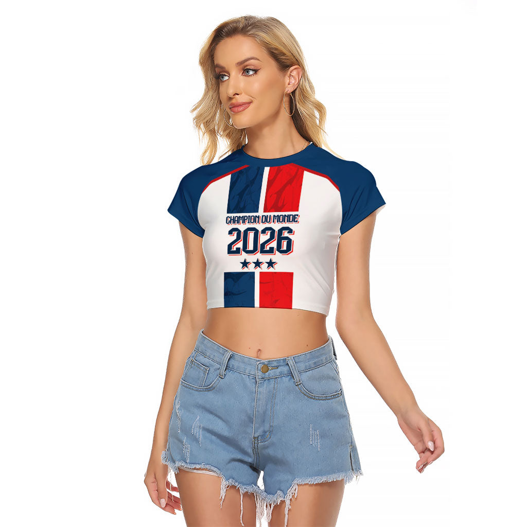 France Champion du Monde 2026 Custom Raglan Cropped T Shirt Allez les Bleus