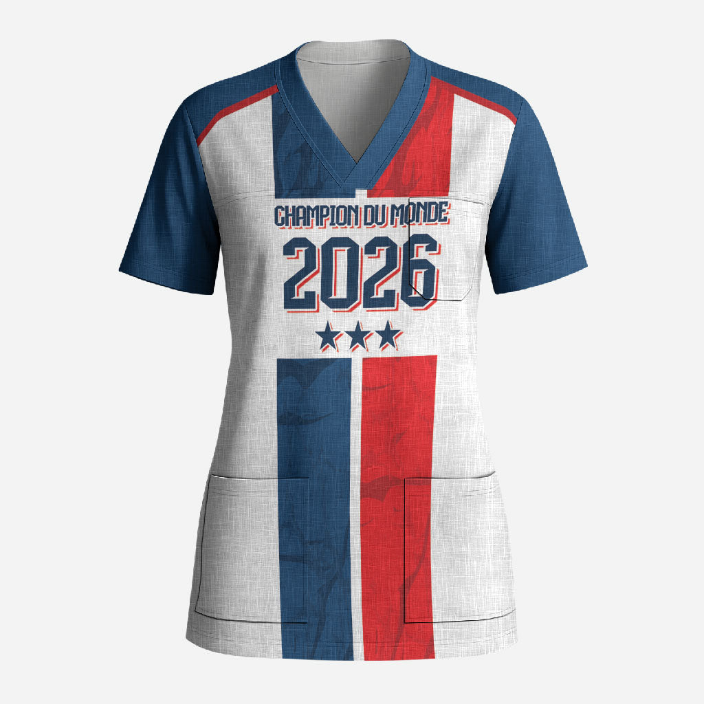 France Champion du Monde 2026 Custom Scrub Top Allez les Bleus