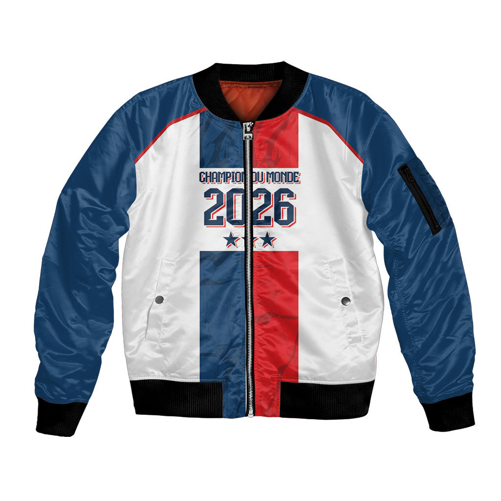 France Champion du Monde 2026 Custom Sleeve Zip Bomber Jacket Allez les Bleus