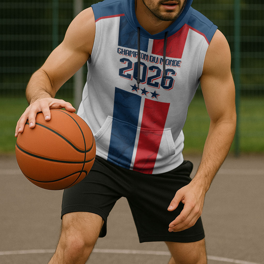 France Champion du Monde 2026 Custom Sleeveless Hoodie Allez les Bleus
