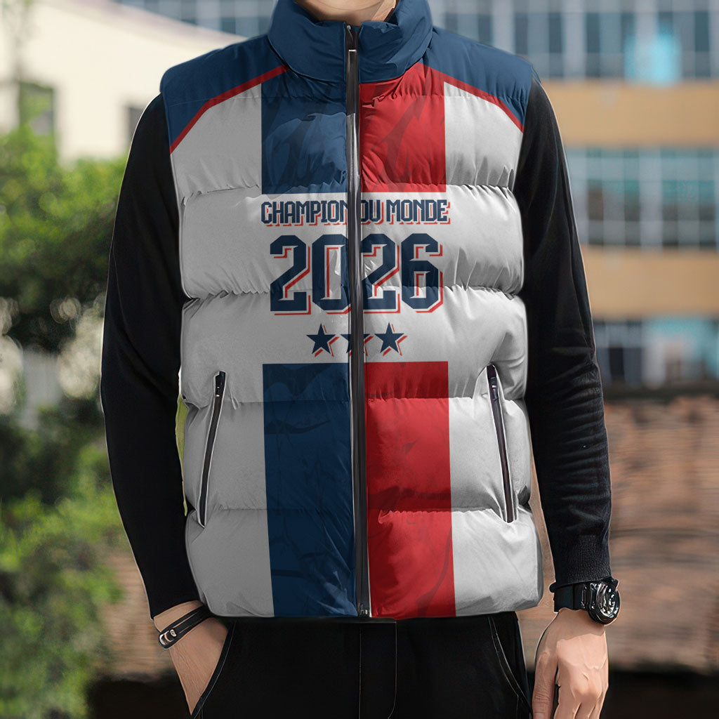 France Champion du Monde 2026 Custom Sleeveless Puffer Jacket Allez les Bleus