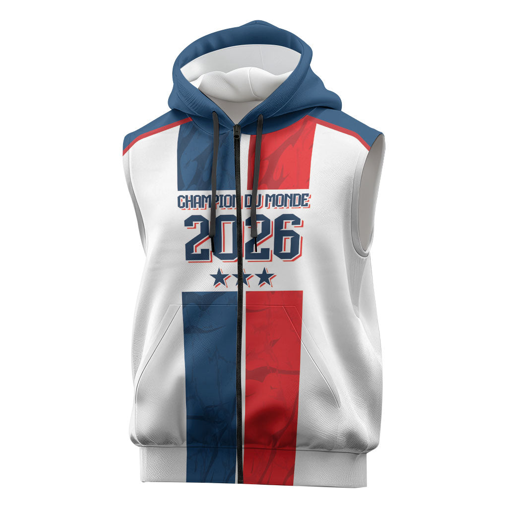 France Champion du Monde 2026 Custom Sleeveless Zip Hoodie Allez les Bleus