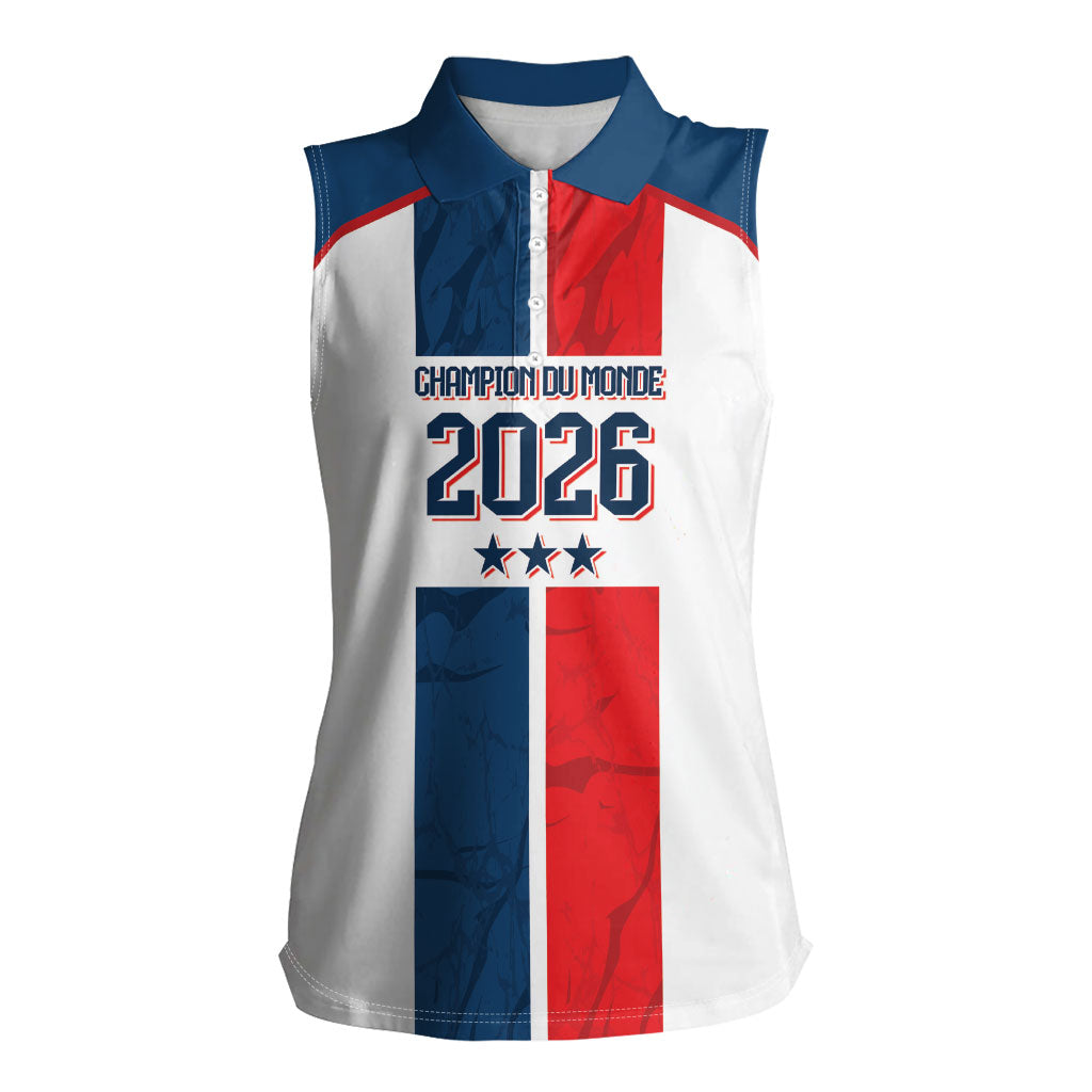France Champion du Monde 2026 Custom Women Sleeveless Polo Shirt Allez les Bleus
