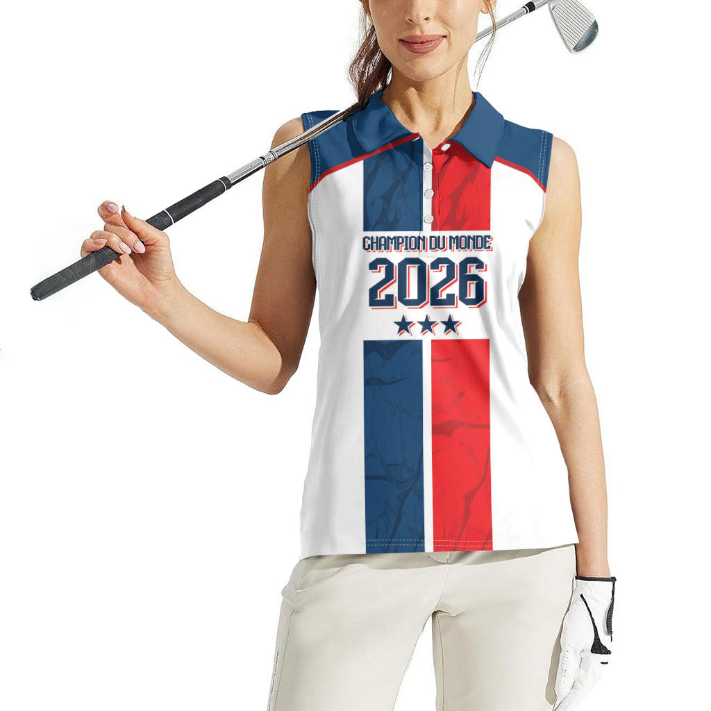 France Champion du Monde 2026 Custom Women Sleeveless Polo Shirt Allez les Bleus