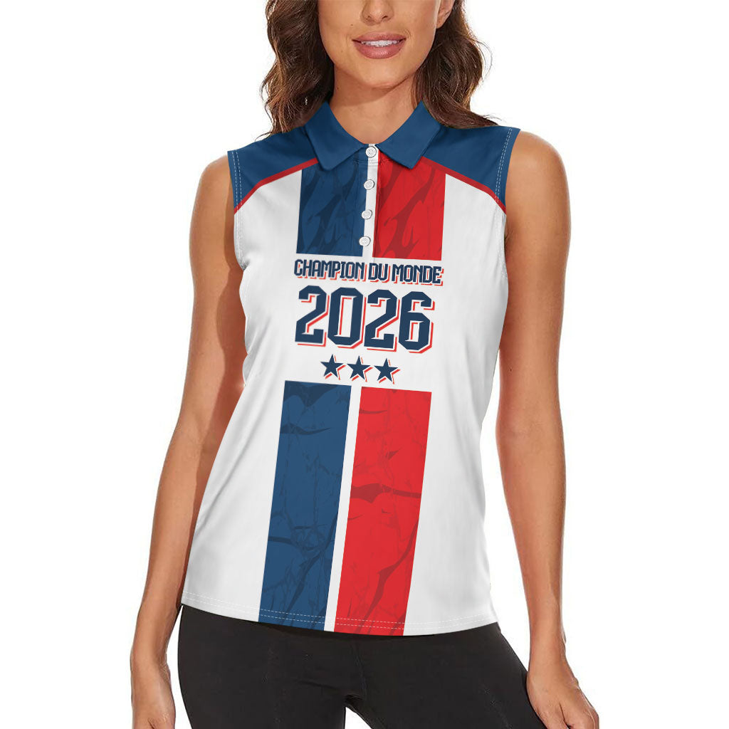 France Champion du Monde 2026 Custom Women Sleeveless Polo Shirt Allez les Bleus