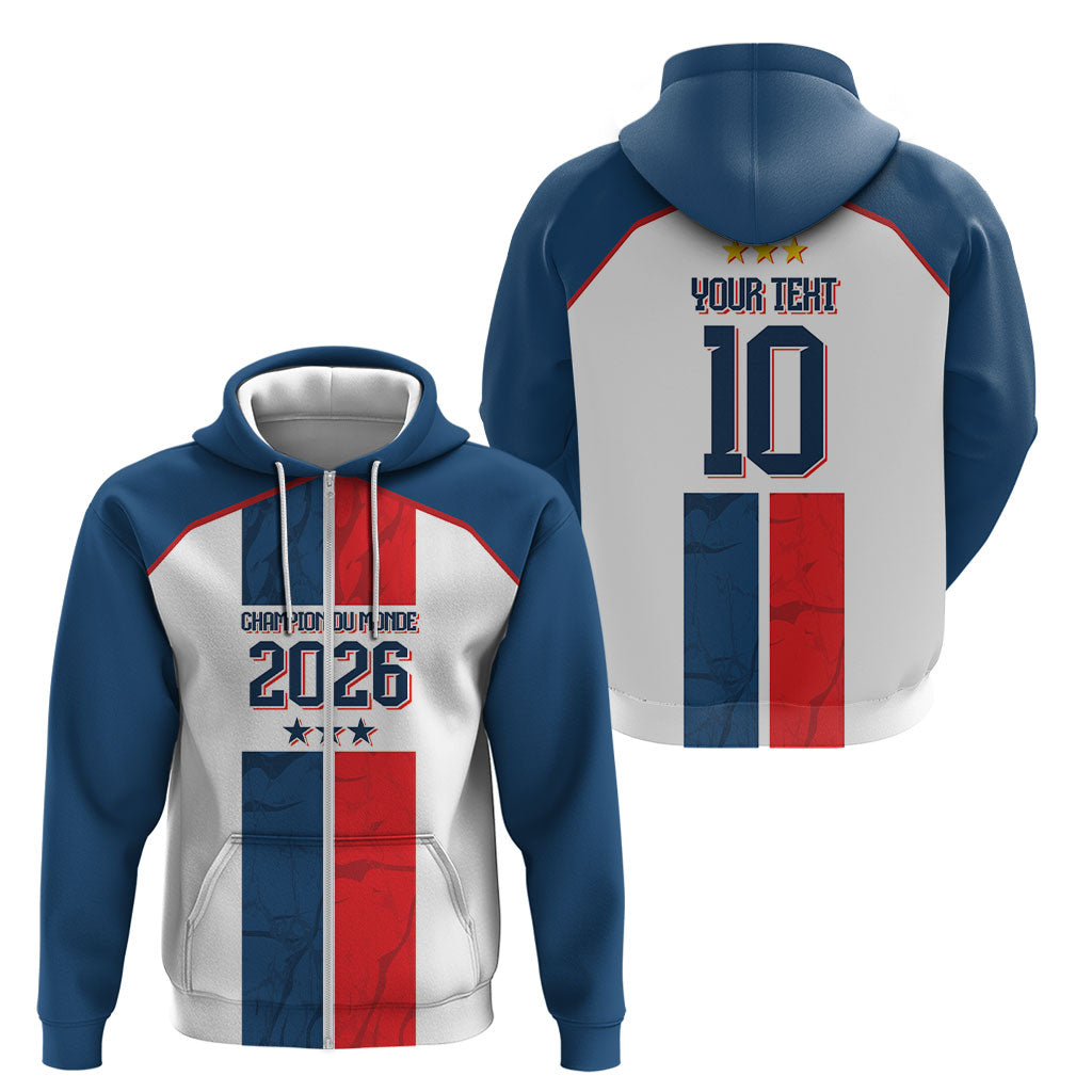 France Champion du Monde 2026 Custom Zip Hoodie Allez les Bleus