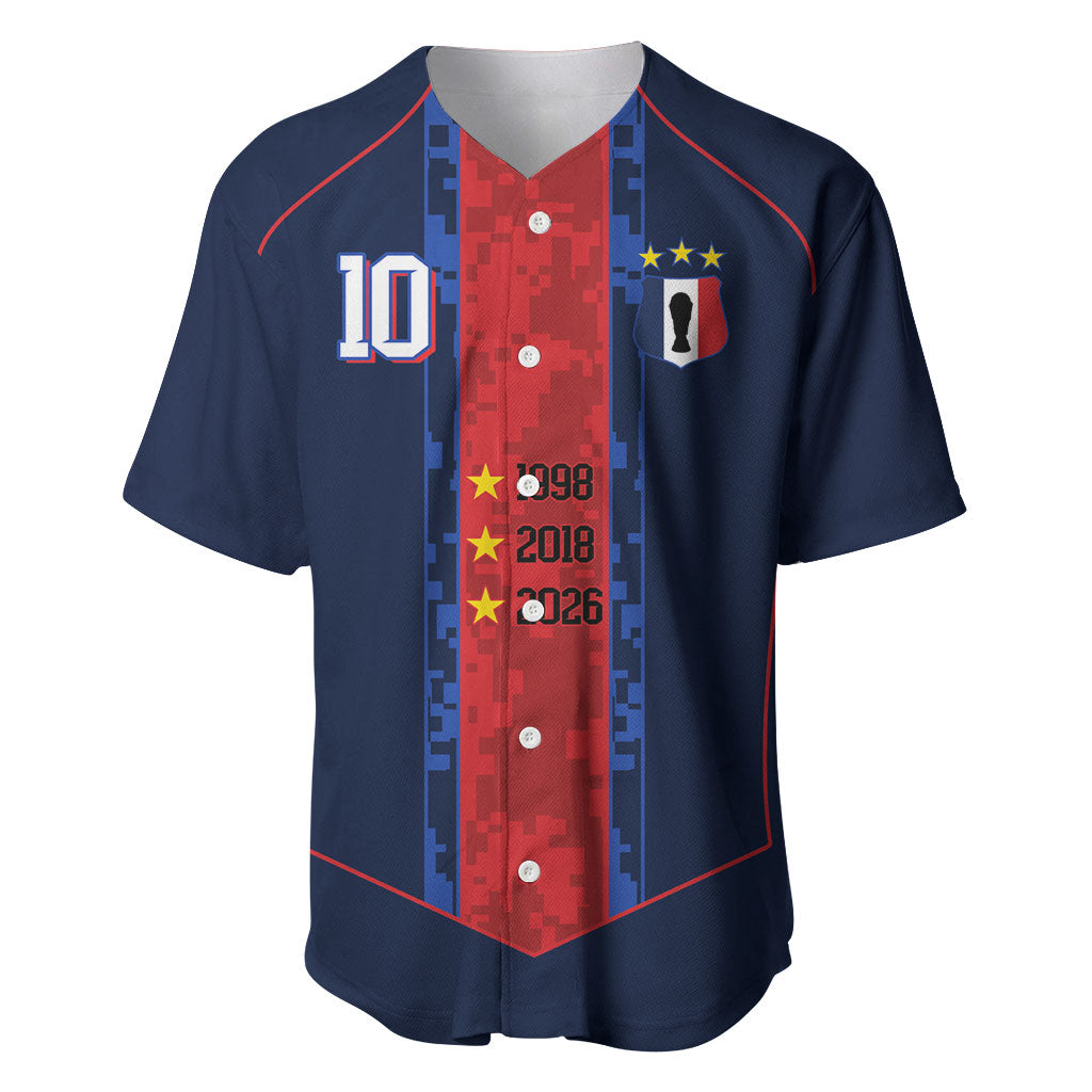 France Champion du Monde 2026 Custom Baseball Jersey Les Bleus Third Star Retro Style