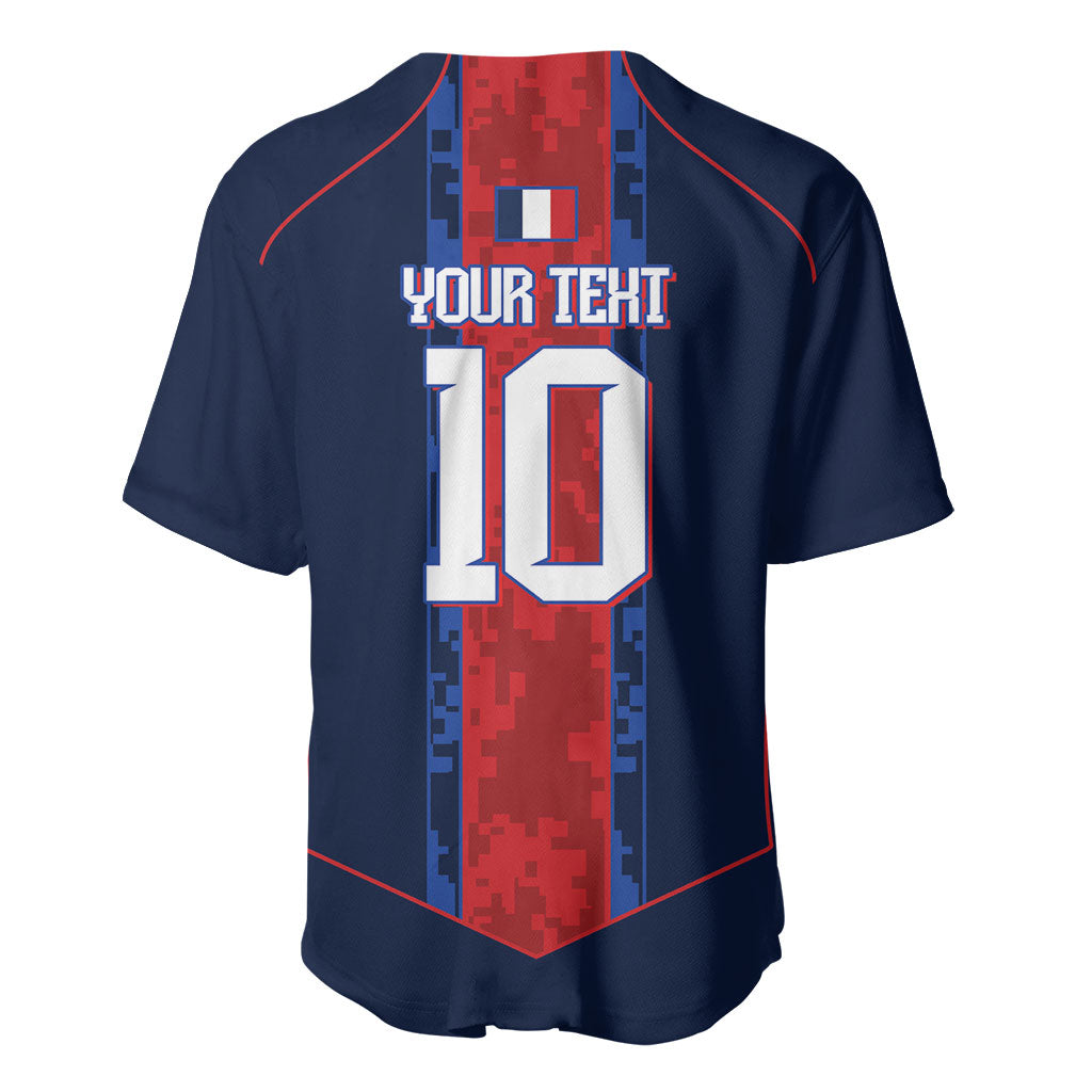 France Champion du Monde 2026 Custom Baseball Jersey Les Bleus Third Star Retro Style