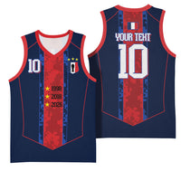 France Champion du Monde 2026 Custom Basketball Jersey Les Bleus Third Star Retro Style