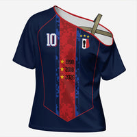 France Champion du Monde 2026 Custom Cross Shoulder Shirt Les Bleus Third Star Retro Style