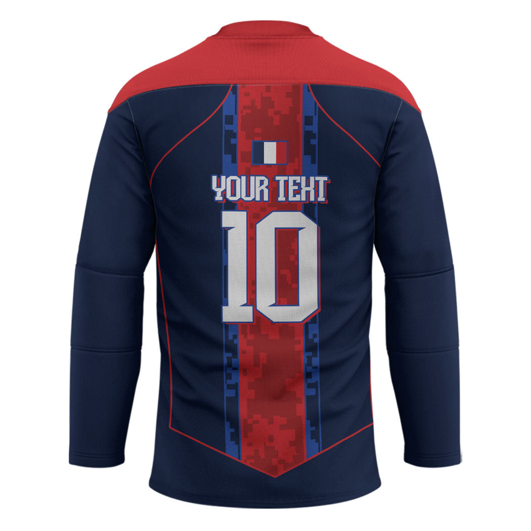 France Champion du Monde 2026 Custom Hockey Jersey Les Bleus Third Star Retro Style