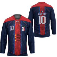 France Champion du Monde 2026 Custom Hockey Jersey Les Bleus Third Star Retro Style