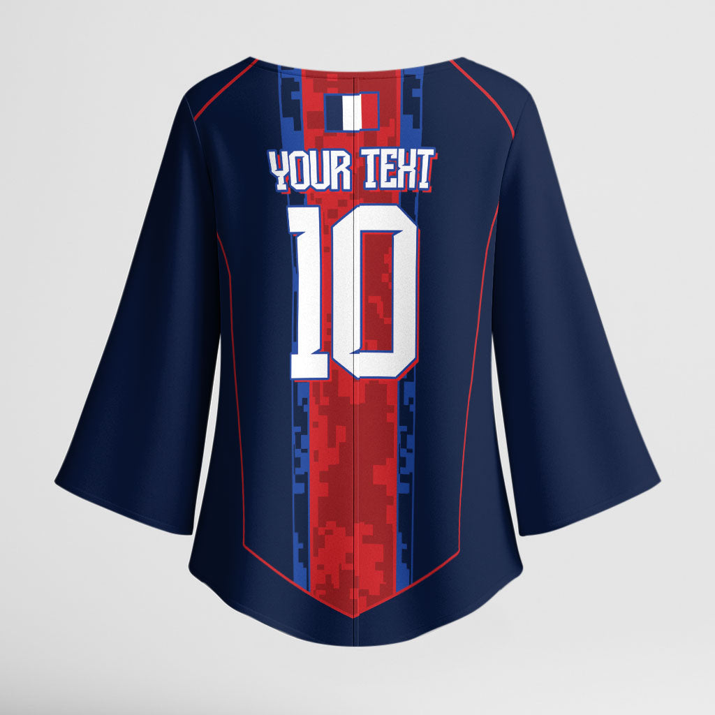 France Champion du Monde 2026 Custom Kimono Sleeve Blouse Les Bleus Third Star Retro Style