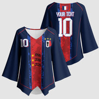 France Champion du Monde 2026 Custom Kimono Sleeve Blouse Les Bleus Third Star Retro Style