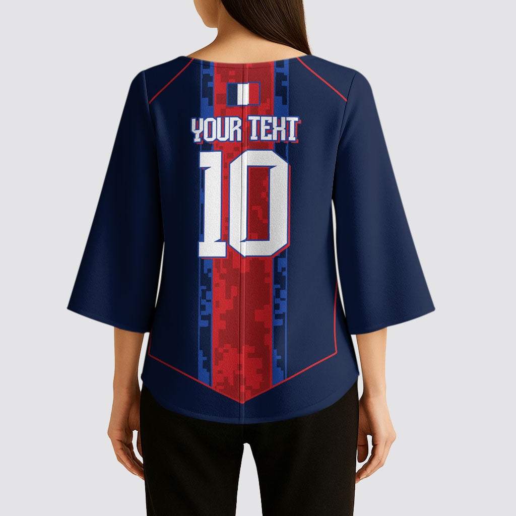 France Champion du Monde 2026 Custom Kimono Sleeve Blouse Les Bleus Third Star Retro Style