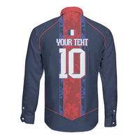 France Champion du Monde 2026 Custom Long Sleeve Button Shirt Les Bleus Third Star Retro Style
