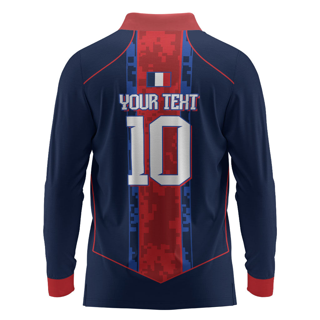 France Champion du Monde 2026 Custom Long Sleeve Polo Shirt Les Bleus Third Star Retro Style