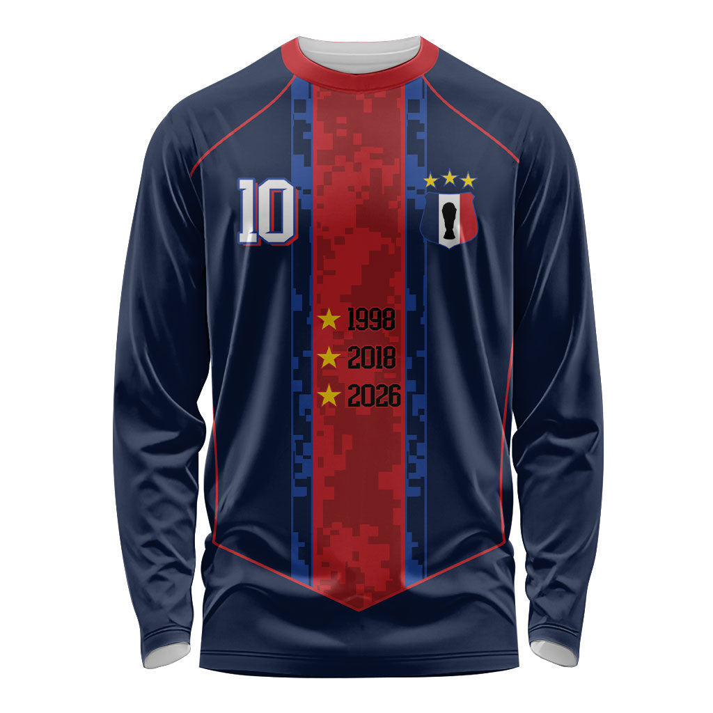 France Champion du Monde 2026 Custom Long Sleeve Shirt Les Bleus Third Star Retro Style