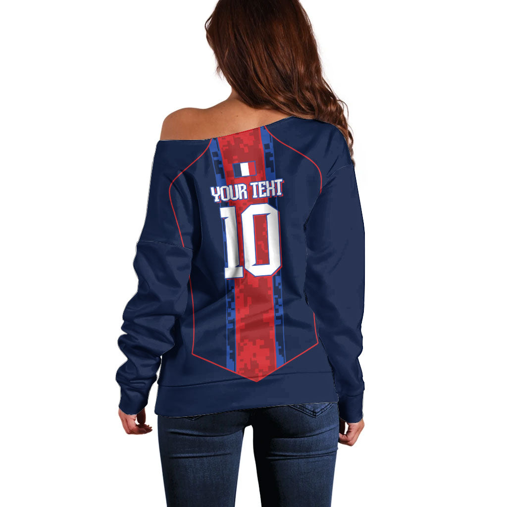 France Champion du Monde 2026 Custom Off Shoulder Sweater Les Bleus Third Star Retro Style