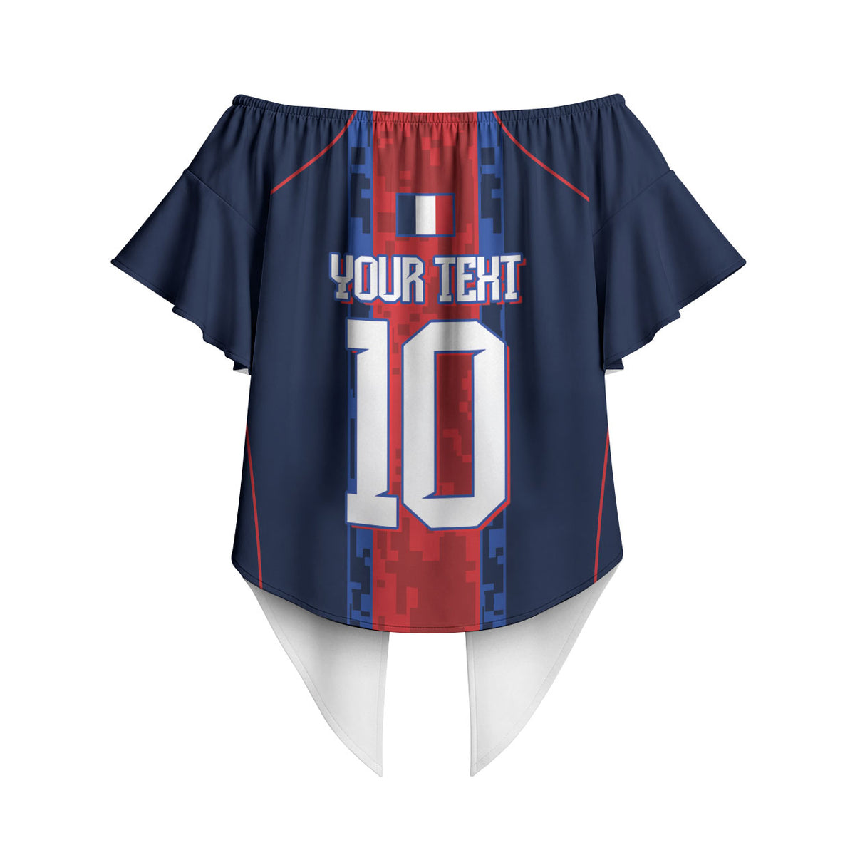 France Champion du Monde 2026 Custom Off Shoulder Wrap Waist Top Les Bleus Third Star Retro Style