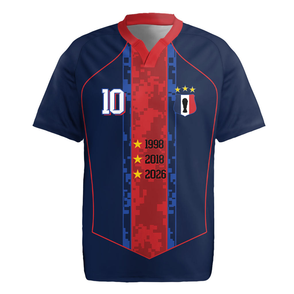 France Champion du Monde 2026 Custom Rugby Jersey Les Bleus Third Star Retro Style