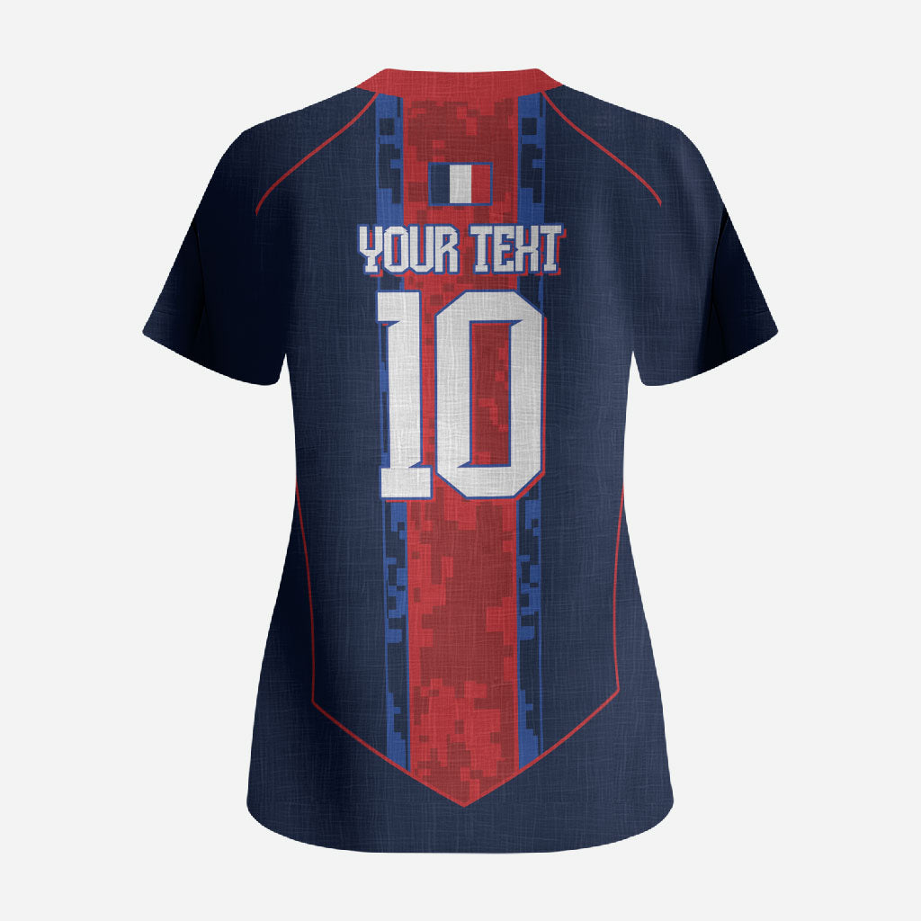 France Champion du Monde 2026 Custom Scrub Top Les Bleus Third Star Retro Style