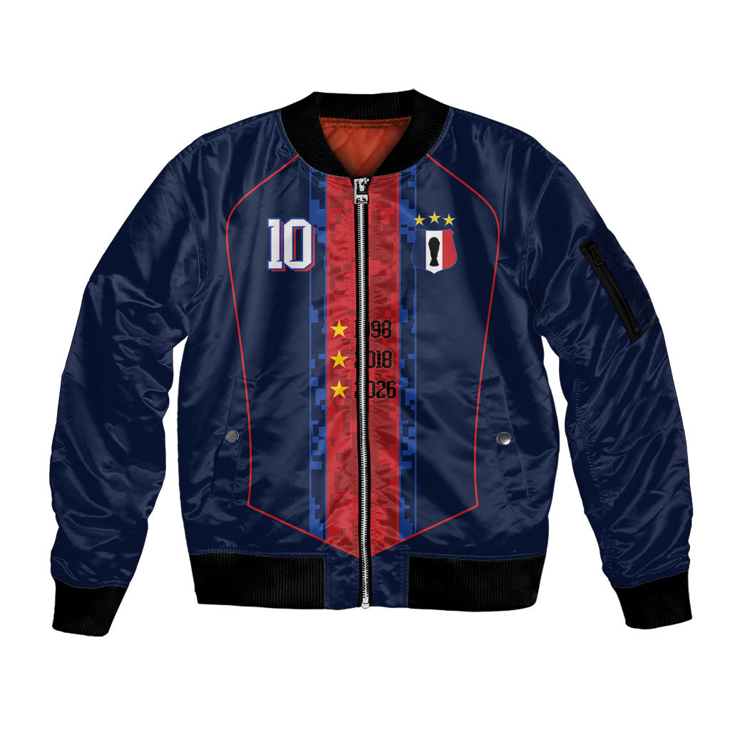 France Champion du Monde 2026 Custom Sleeve Zip Bomber Jacket Les Bleus Third Star Retro Style
