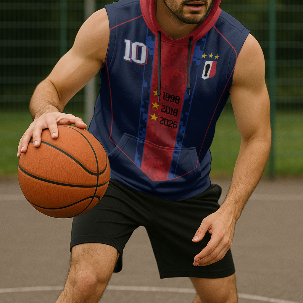 France Champion du Monde 2026 Custom Sleeveless Hoodie Les Bleus Third Star Retro Style