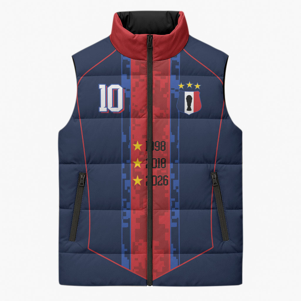France Champion du Monde 2026 Custom Sleeveless Puffer Jacket Les Bleus Third Star Retro Style