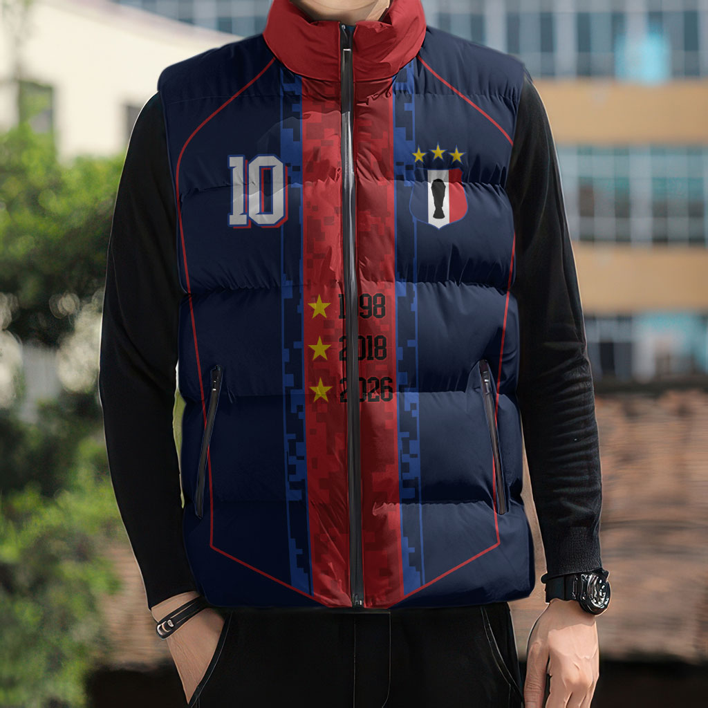 France Champion du Monde 2026 Custom Sleeveless Puffer Jacket Les Bleus Third Star Retro Style