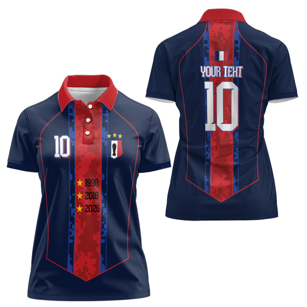 France Champion du Monde 2026 Custom Women Polo Shirt Les Bleus Third Star Retro Style