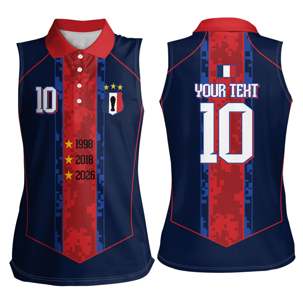 France Champion du Monde 2026 Custom Women Sleeveless Polo Shirt Les Bleus Third Star Retro Style