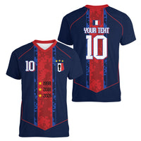 France Champion du Monde 2026 Custom Women V-Neck T-Shirt Les Bleus Third Star Retro Style