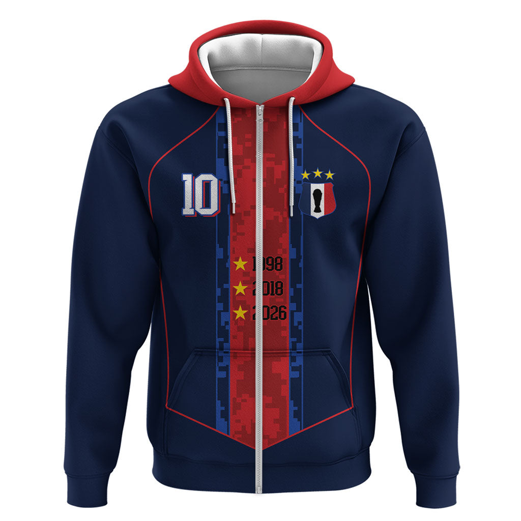 France Champion du Monde 2026 Custom Zip Hoodie Les Bleus Third Star Retro Style